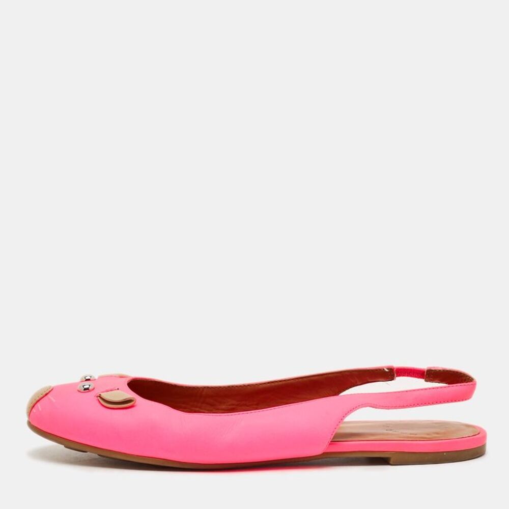 Marc Jacobs Size 37 Pink Mouse Leather Slingback Flats